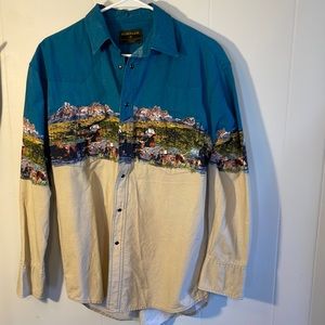 Vintage Wrangler Rustler Western Snap Button Down Shirt